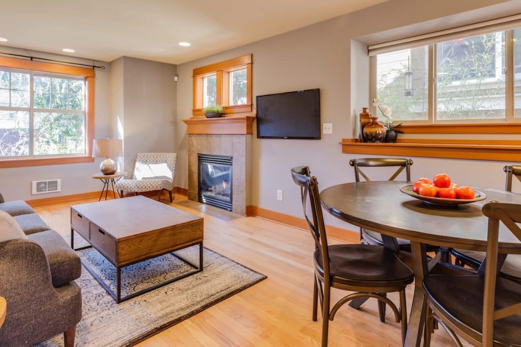 hardwood flooring in a living room
