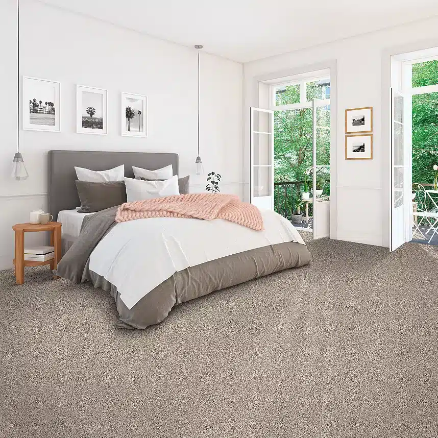 dark beige air.o carpet in a bedroom
